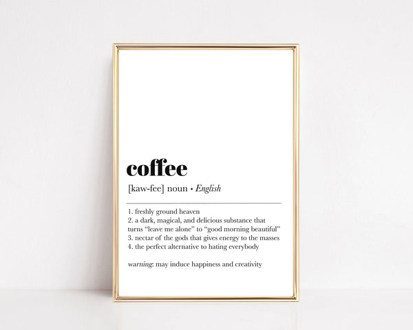 COFFEE DEFINITION PRINT | MINIMALIST COFFEE WALL ART