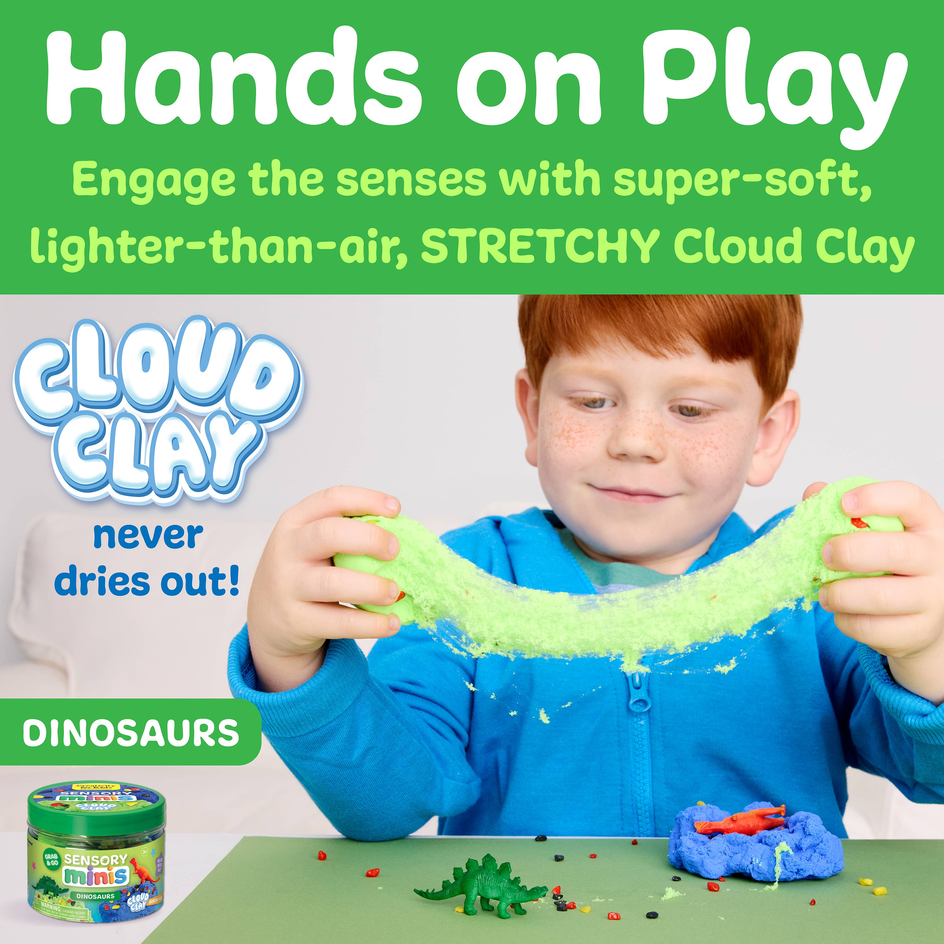 DINOSAURS SENSORY MINI PLAY KIT JAR WITH CLOUD CLAY