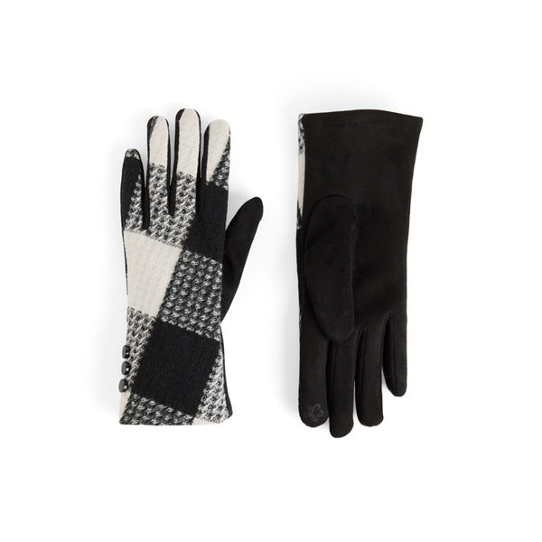 Large Checkered Touchscreen Gloves - Black/White