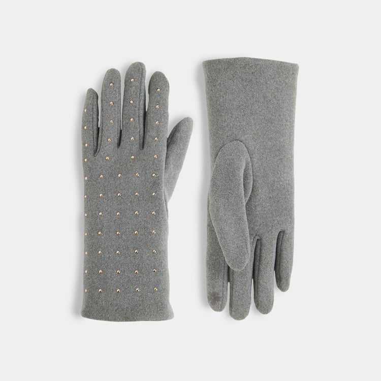 Studded Touchscreen Gloves - Grey