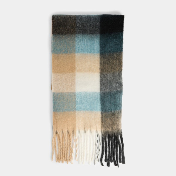 Kaeli Oblong Scarf - Blue/Tan