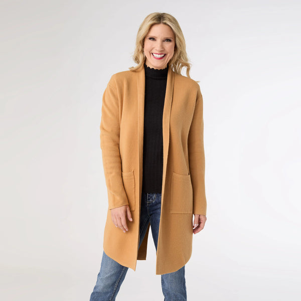 HEAVENLY LUXE LONG CARDIGAN WITH LATTICE BACK