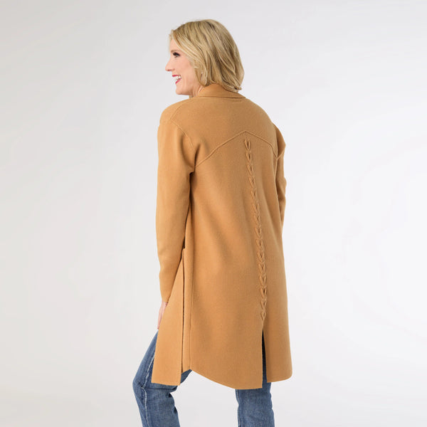 HEAVENLY LUXE LONG CARDIGAN WITH LATTICE BACK