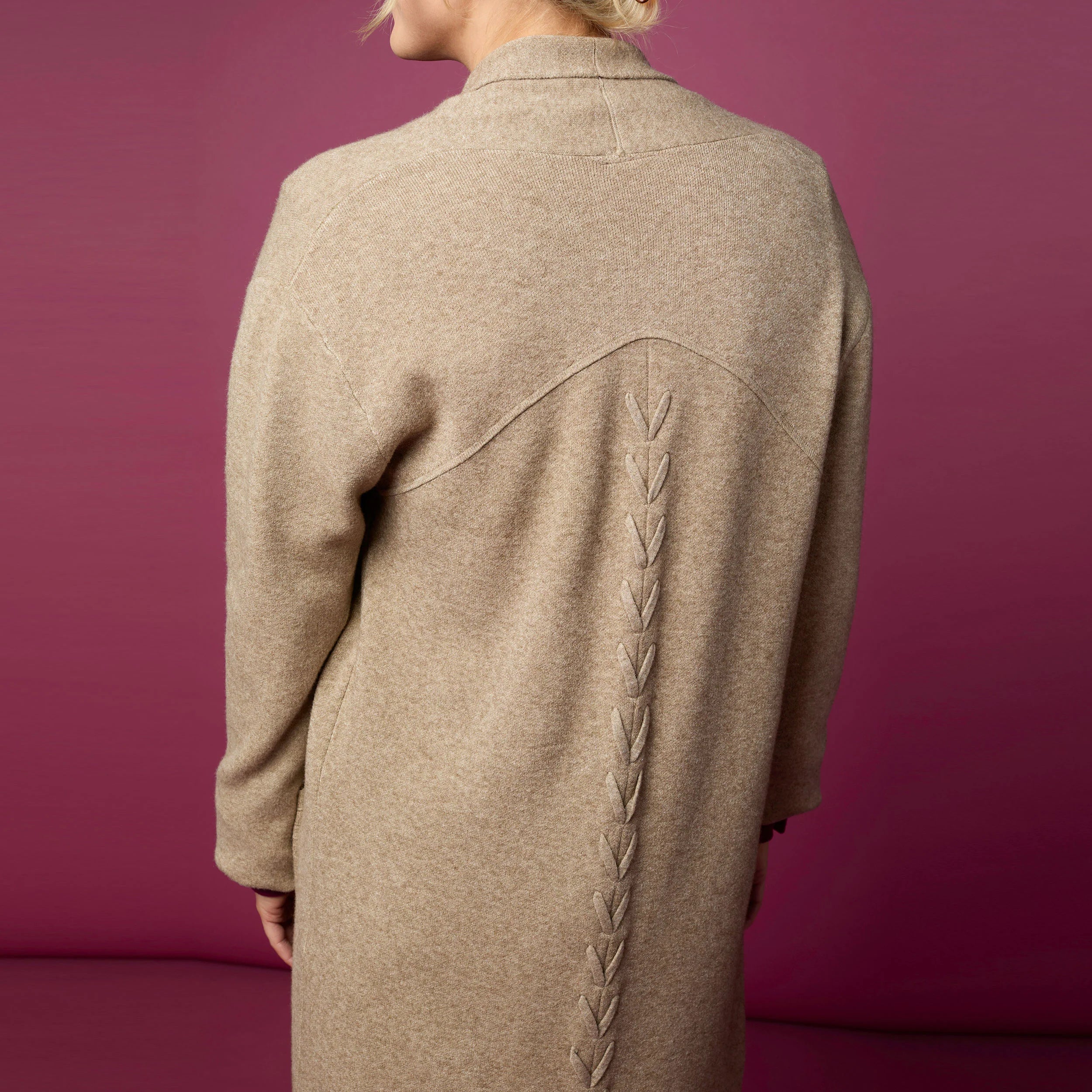 HEAVENLY LUXE LONG CARDIGAN WITH LATTICE BACK