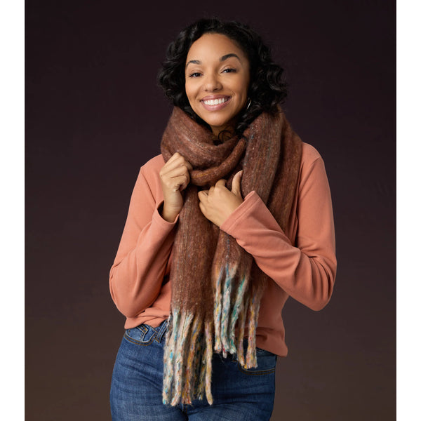 LUNA OBLONG SCARF - BROWN