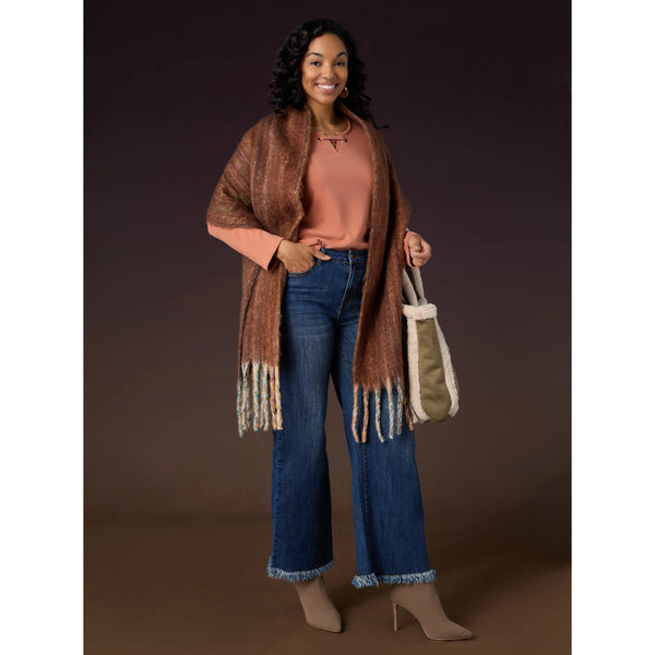 LUNA OBLONG SCARF - BROWN
