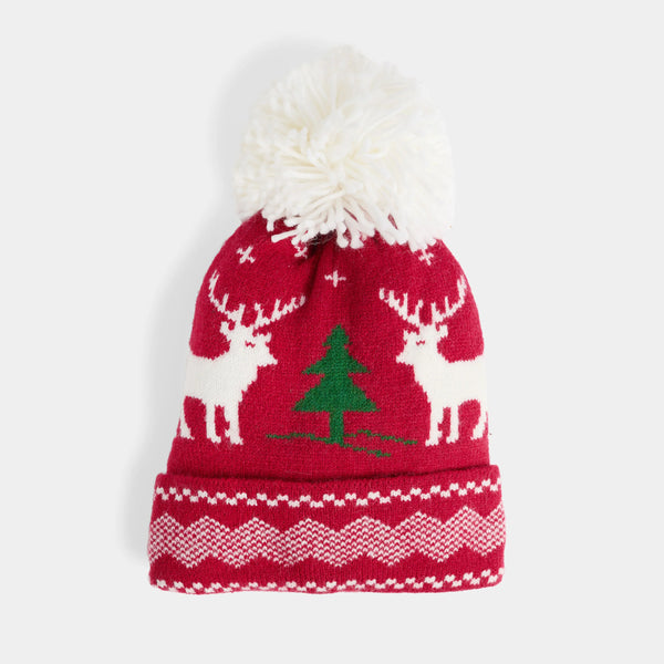 REINDEER KNIT POM POM HAT