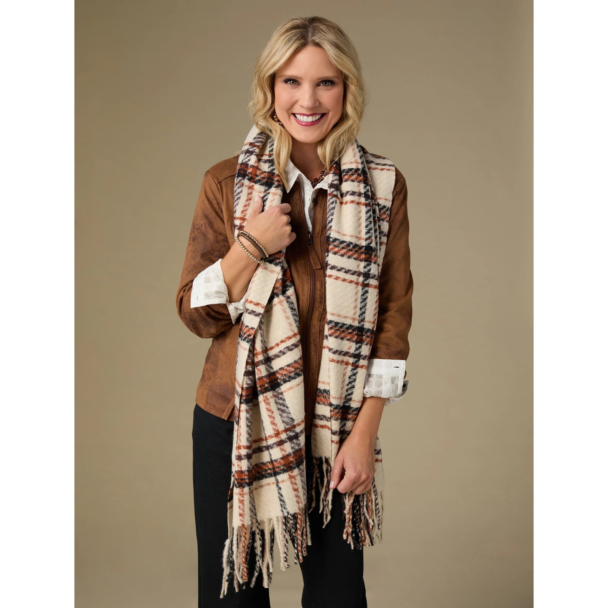 WOVEN SCARF + BRACELET SET - WINTER WHITE