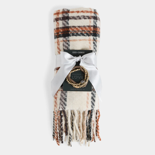 WOVEN SCARF + BRACELET SET - WINTER WHITE