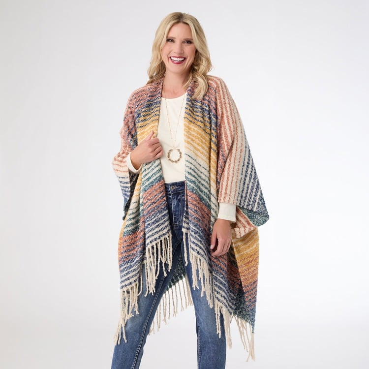 Asti Multi Stripe Wrap - Blue/Mustard/Teal
