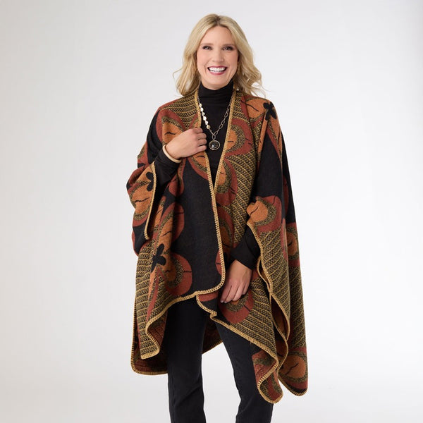 Canna Reversible Whipstitch Wrap - Nutmeg/Black