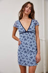 FLORAL CONTRAST RIBBON MESH LACE MINI DRESS