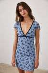 FLORAL CONTRAST RIBBON MESH LACE MINI DRESS