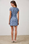 FLORAL CONTRAST RIBBON MESH LACE MINI DRESS