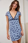 FLORAL CONTRAST RIBBON MESH LACE MINI DRESS