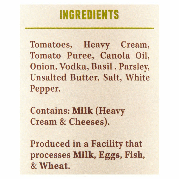 VODKA CREAM TOMATO SAUCE