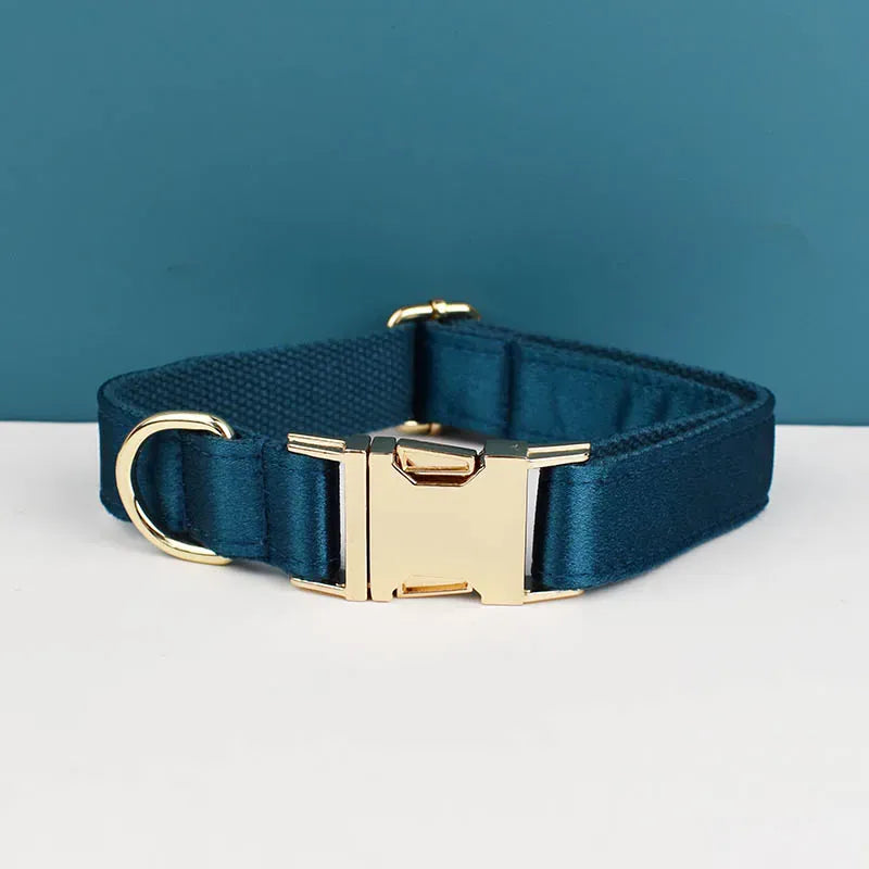 PERSONALIZED BLUE GREEN SATIN CLASSIC DOG WALK SET
