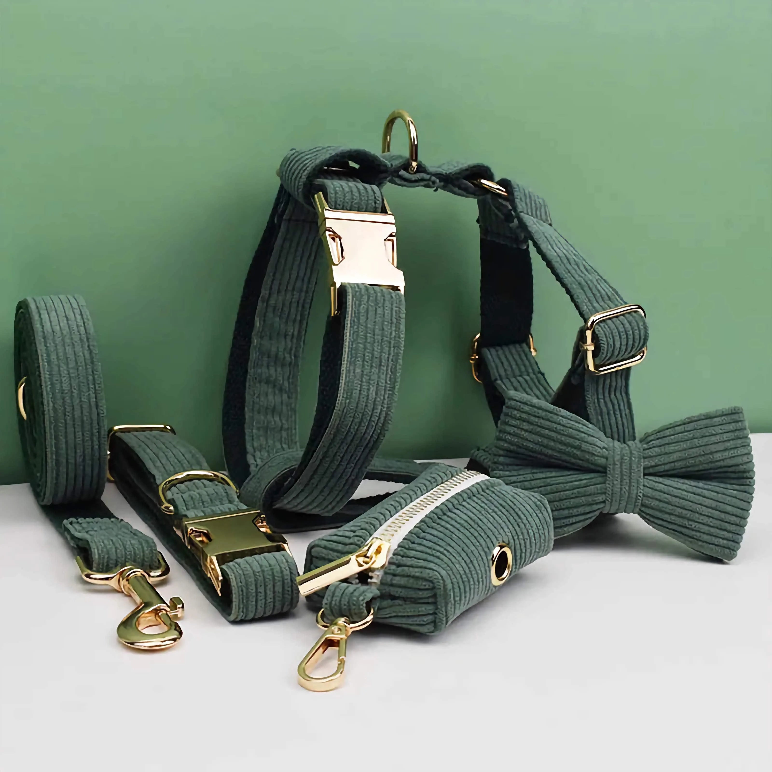 PERSONALIZED DARK GREEN CORDUROY CLASSIC SET
