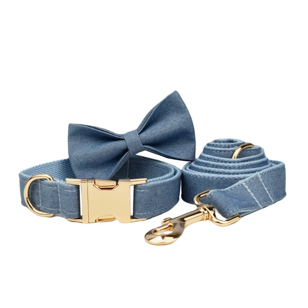 PERSONALIZED BLUE DENIM CLASSIC DOG WALK SET
