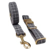PERSONALIZED GRAY PLAID CLASSIC DOG WALK SET