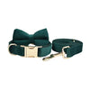 PERSONALIZED GREEN VELVET CLASSIC DOG WALK SET