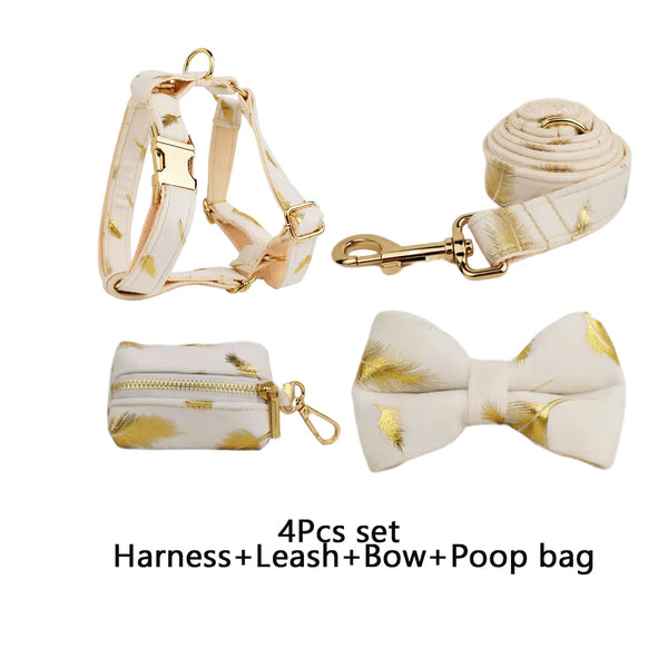 PERSONALIZED IVORY GOLD LEAF VELVET CLASSIC SET