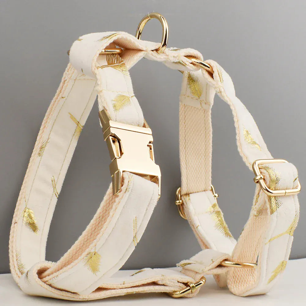 PERSONALIZED IVORY GOLD LEAF VELVET CLASSIC SET