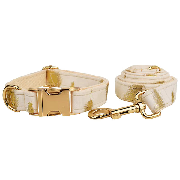PERSONALIZED IVORY GOLD LEAF VELVET CLASSIC SET