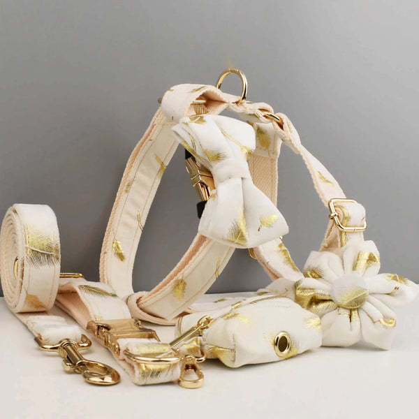 PERSONALIZED IVORY GOLD LEAF VELVET CLASSIC SET