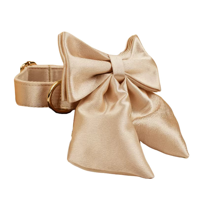 PERSONALIZED GOLD SATIN WEDDING CLASSIC DOG ACCESSORY SET
