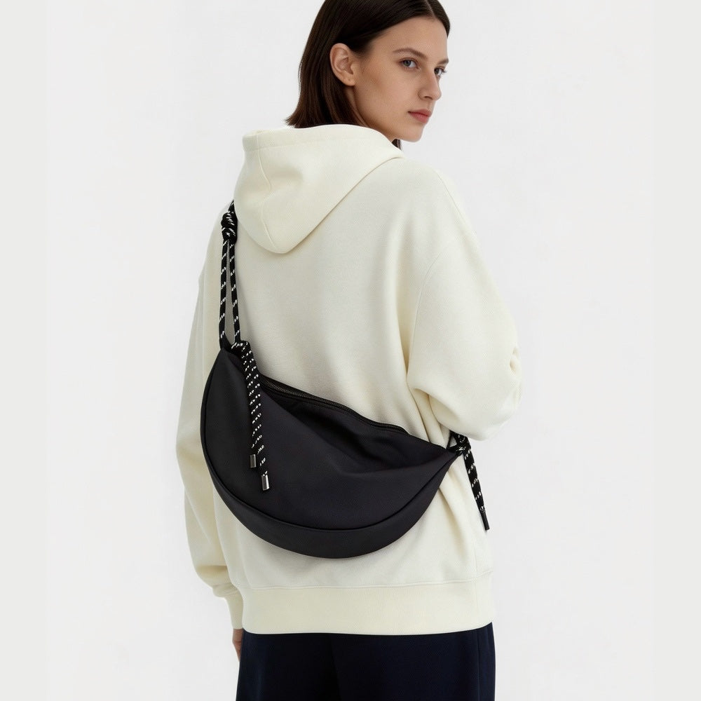 CASUALLY KNOTTED NYLON CRESCENT SLING BAG