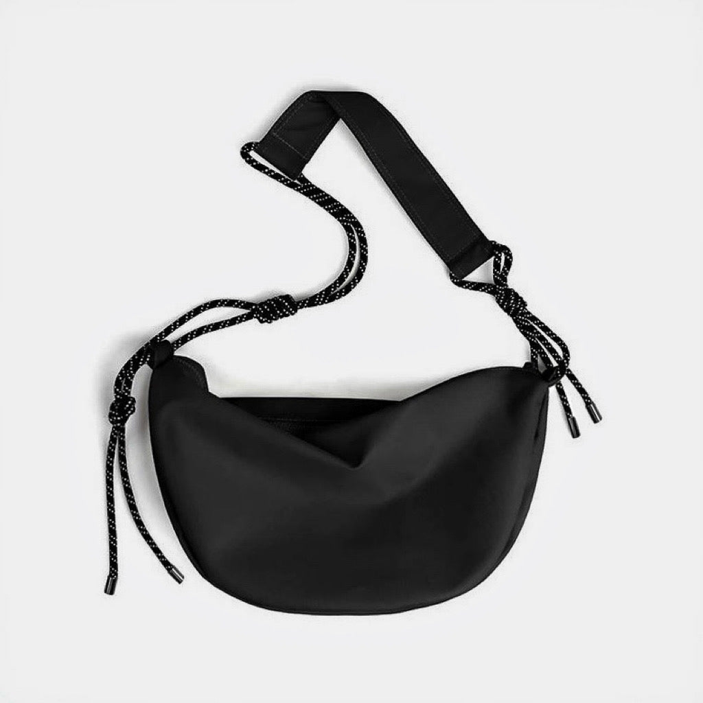CASUALLY KNOTTED NYLON CRESCENT SLING BAG