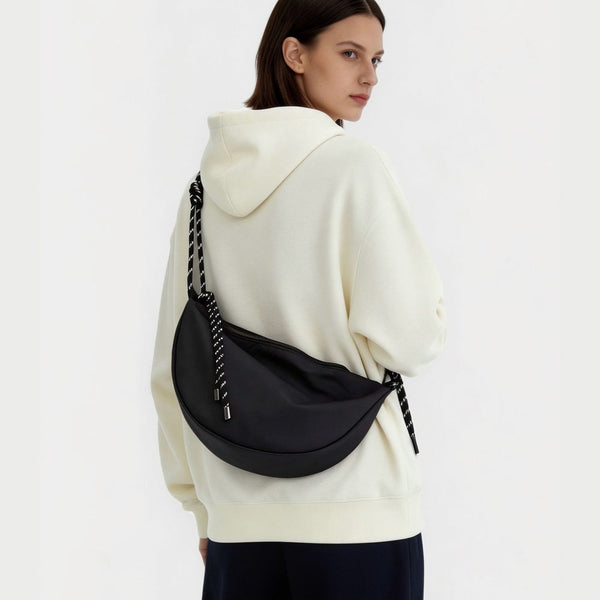 CASUALLY KNOTTED NYLON CRESCENT SLING BAG