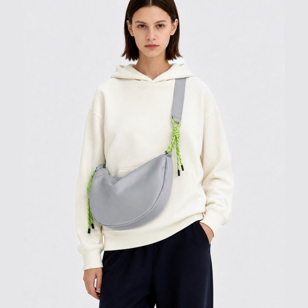CASUALLY KNOTTED NYLON CRESCENT SLING BAG
