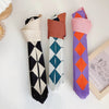 FOLDABLE ARGYLE KNITTED TOTE BAG