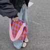 FOLDABLE ARGYLE KNITTED TOTE BAG