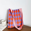 FOLDABLE ARGYLE KNITTED TOTE BAG