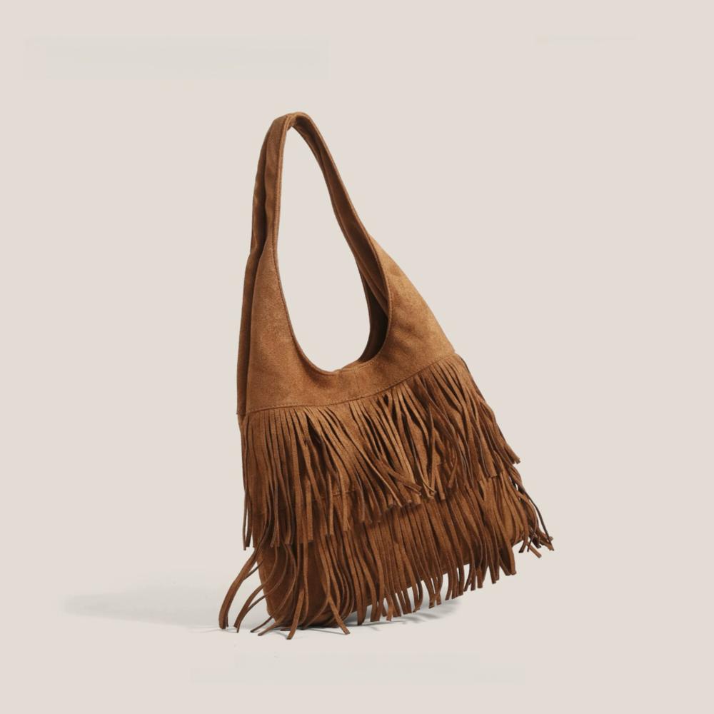 FRINGE SUEDE HOBO BAG