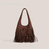 FRINGE SUEDE HOBO BAG