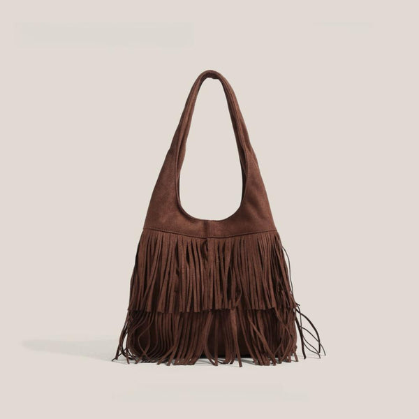 FRINGE SUEDE HOBO BAG
