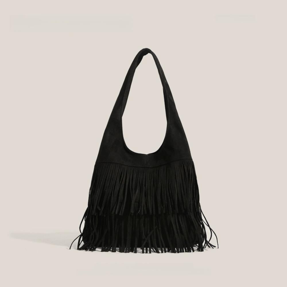 FRINGE SUEDE HOBO BAG