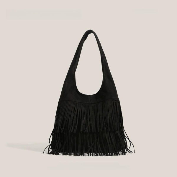 FRINGE SUEDE HOBO BAG