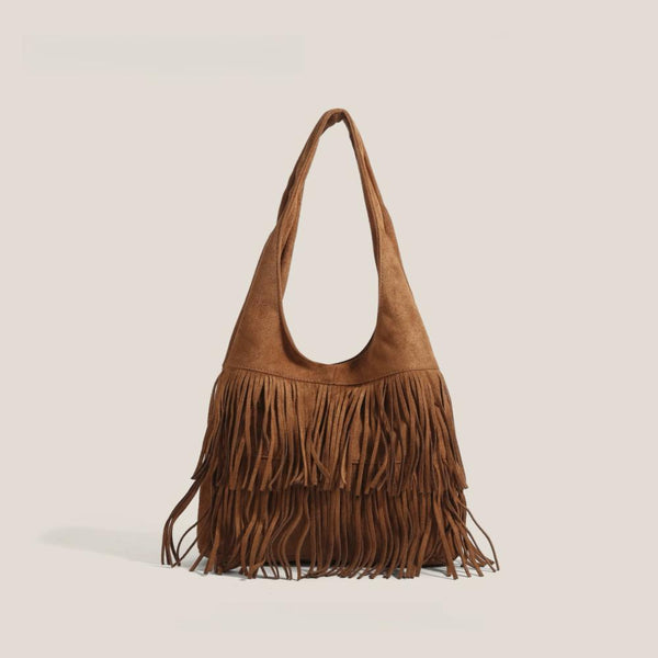FRINGE SUEDE HOBO BAG