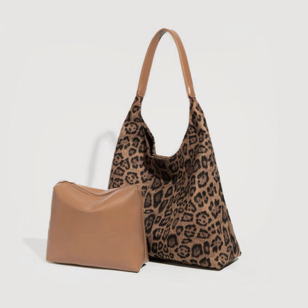 LEOPARD SUEDE HOBO BAG