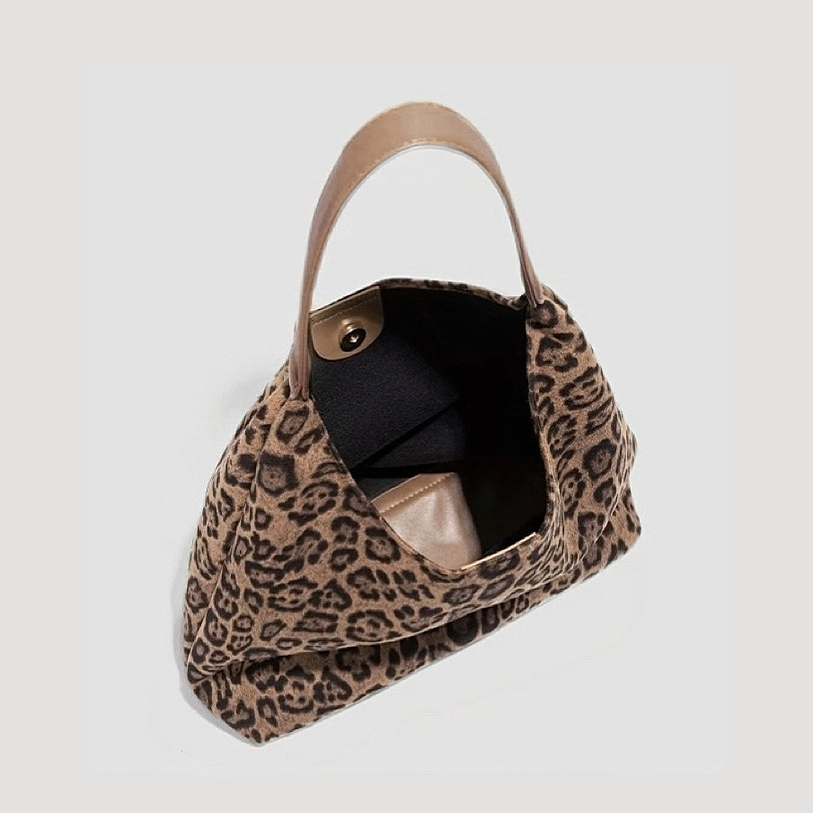 LEOPARD SUEDE HOBO BAG