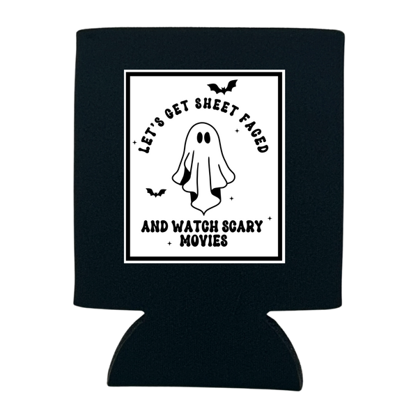 LET'S GET SHEET FACED MOVIES HALLOWEEN / FALL CAN COOLER: BLACK / SLIM