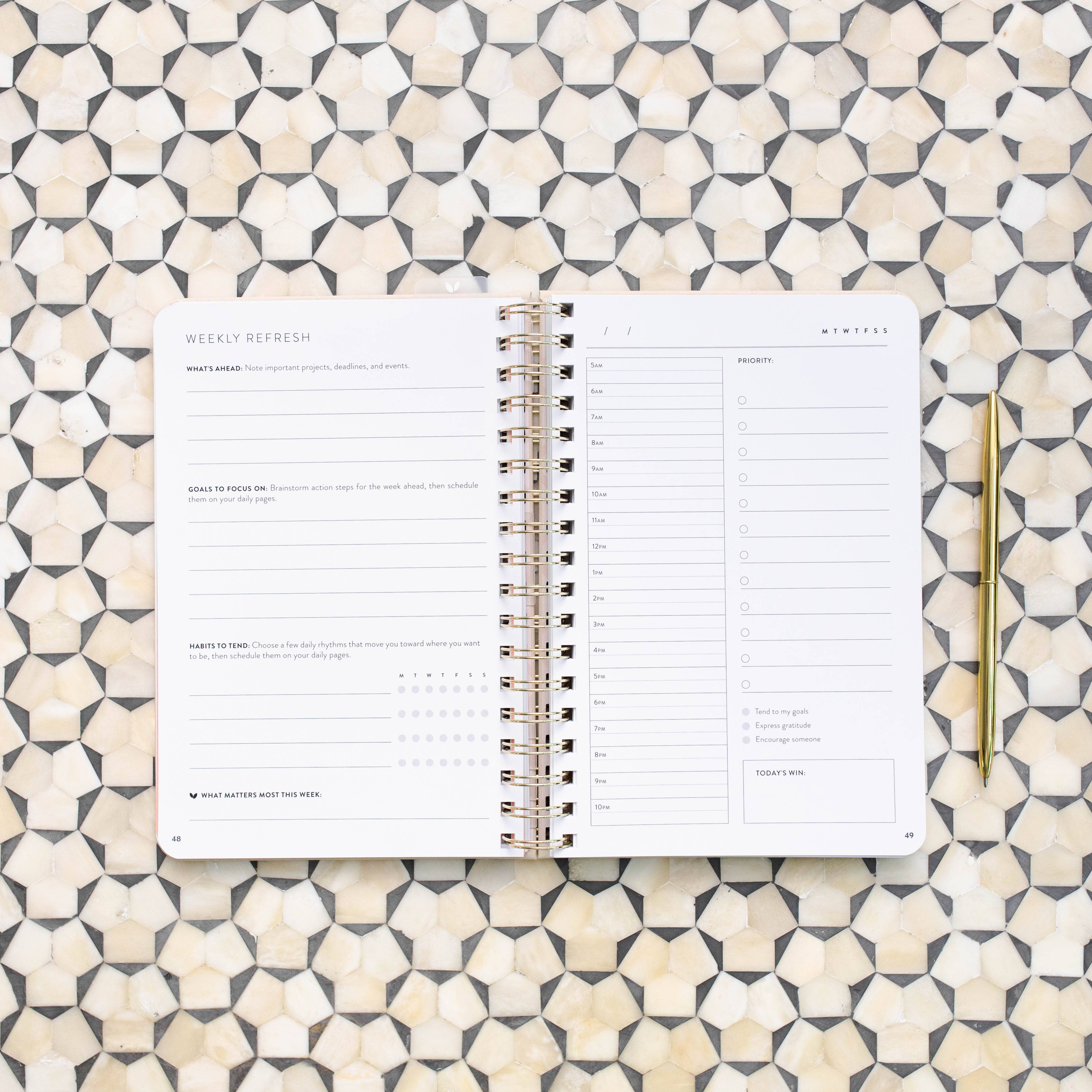 FRESH START DAILY GOAL PLANNER | NATURAL SPIRAL | UNDATED