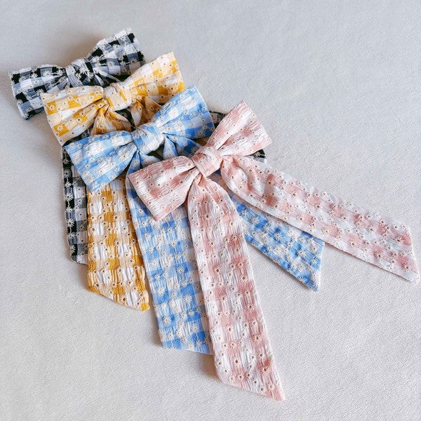 DAISY PICNIC GINGHAM BOW HAIR CLIP