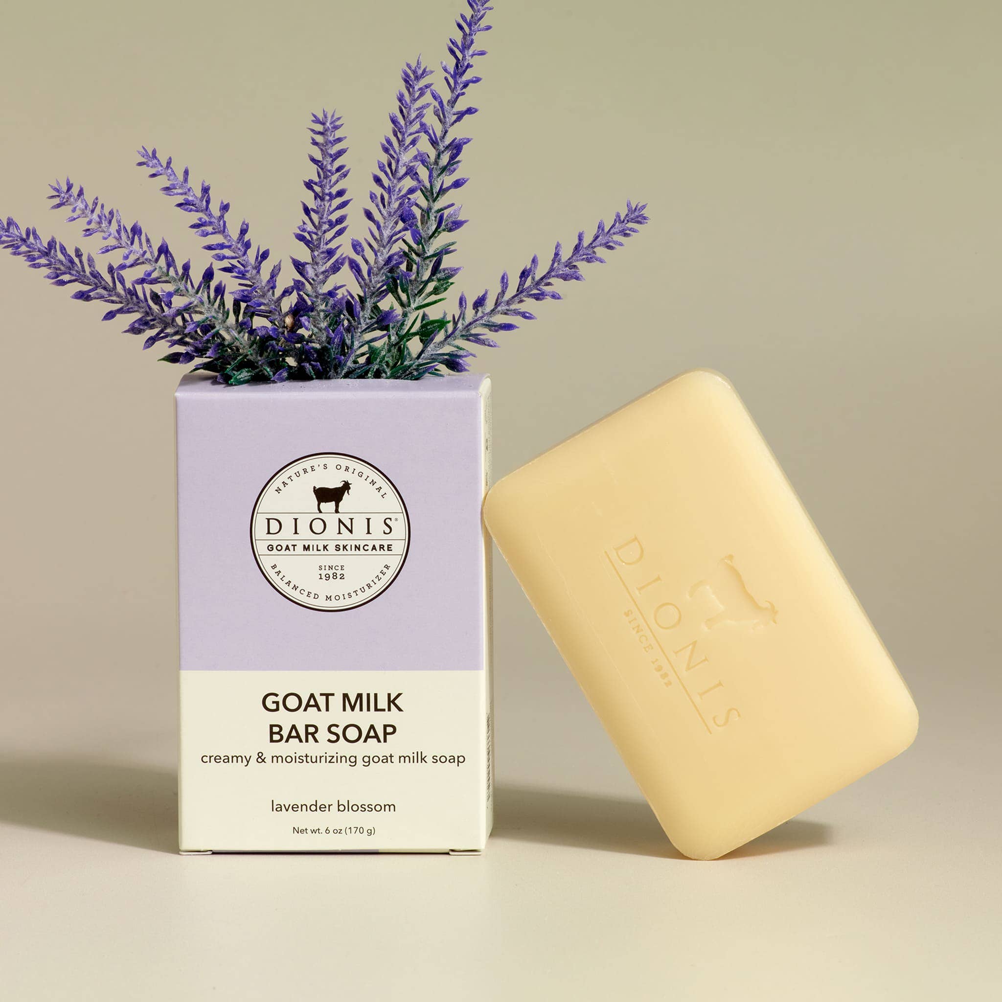DIONIS LAVENDER BLOSSOM GOAT MILK BAR SOAP, 6 OZ