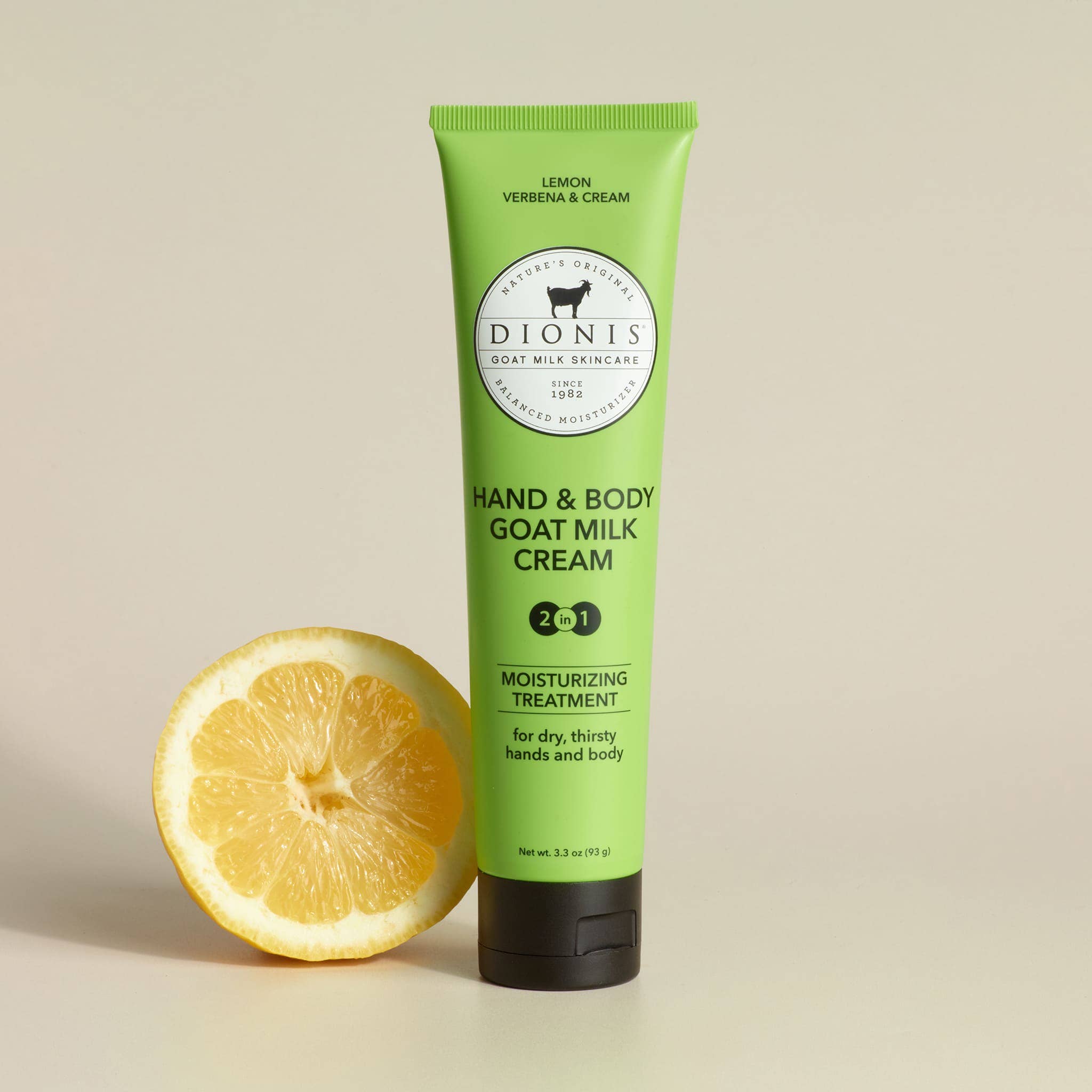 3.3OZ DIONIS LEMON VERBENA & CREAM HAND & BODY GOAT MILK CREAM